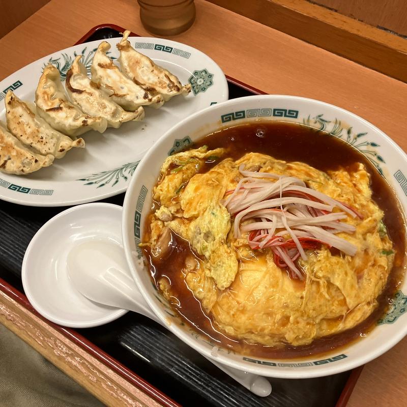 天津飯+餃子(日高屋 小田急マルシェ永山店 )