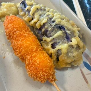 うずらフライ（160）+ナス天（170）(はなまるうどん 滋賀東草津店 )