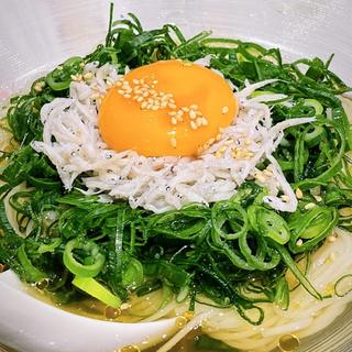 九条ネギとしらす月見そうめん