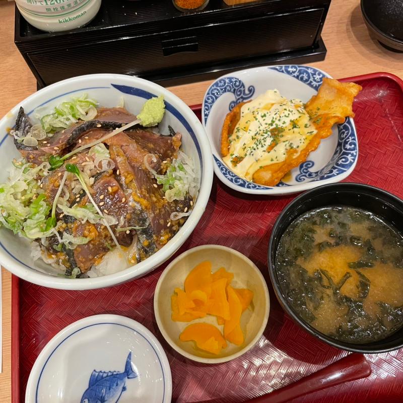 カツオ塩糀漬け丼とチキン南蛮セット(築地食堂源ちゃん 川崎アゼリア店)