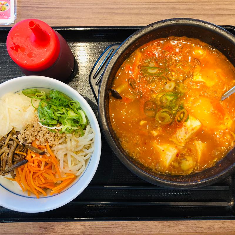 お得セット_海鮮スン豆腐+ビビンバ小(韓丼 七ッ島店)