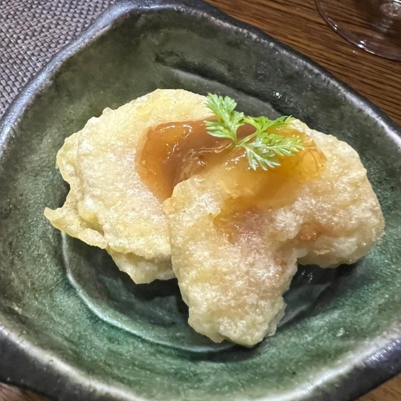 イチジクの天ぷら(よもぎ)