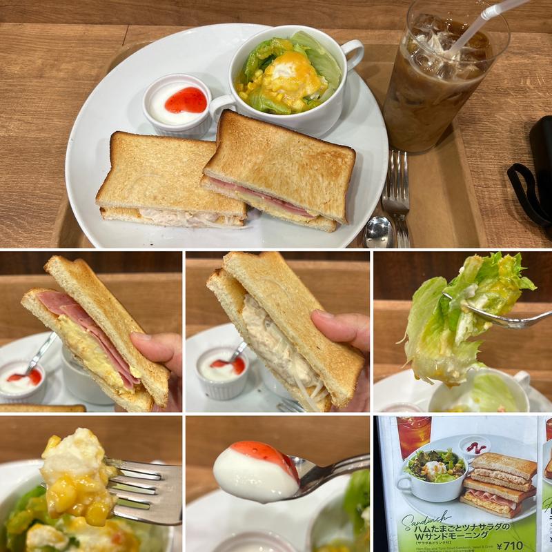 ハムたまごとツナサラダのWサンドモーニング(イタリアン・トマト Café Jr. 池袋西口店)