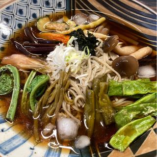 冷たい山菜そば