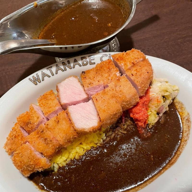 黒毛和牛の辛口ビーフカレー トンカツトッピング3辛(渡邊カリー 梅田本店)