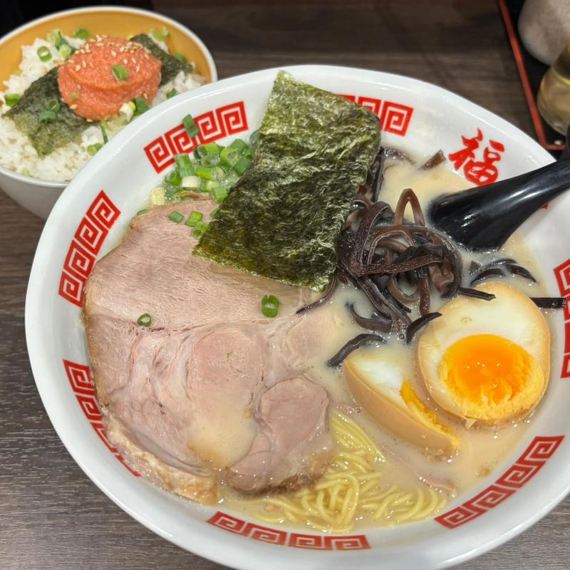 豚骨セット明太子ご飯(博多ラーメン 福や)