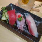 店長の三種盛(本まぐろ赤身・ほうぼう・ぶり)