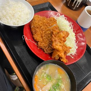 ロースカツ 唐揚げ定食(かつや 神戸摩耶店)