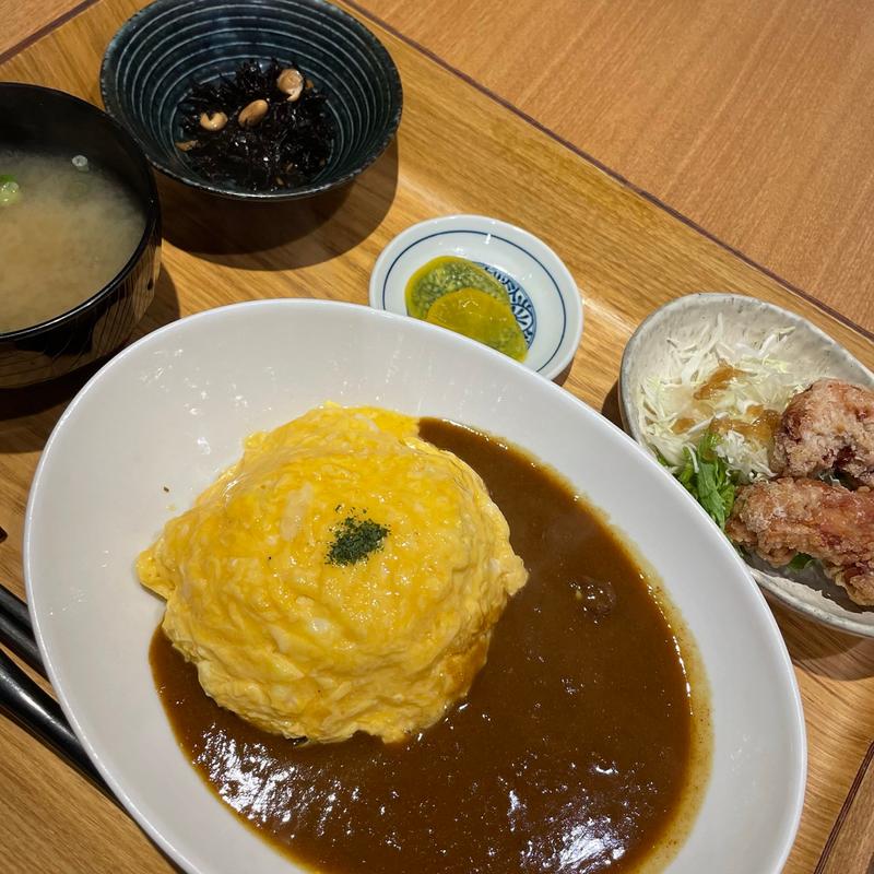 オムカレー定食(テン食堂)