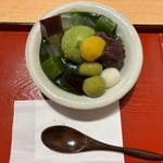 抹茶アイスのクリームあんみつ