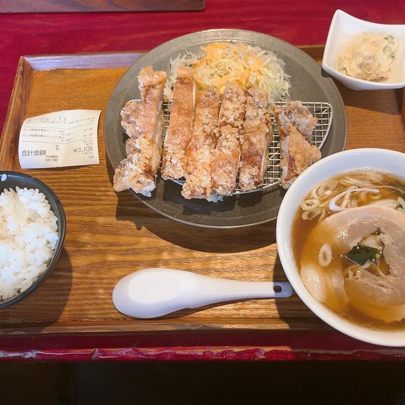 山賊焼定食ミニラーメンセット(上田からあげセンター )