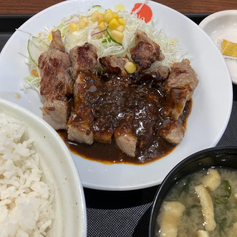 シビ辛麻辣トンテキ定食(松屋 多摩愛宕店 （松のや併設）)