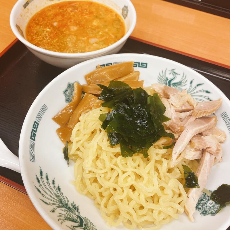 ピリ辛豚骨つけ麺(日高屋 亀有南口店)