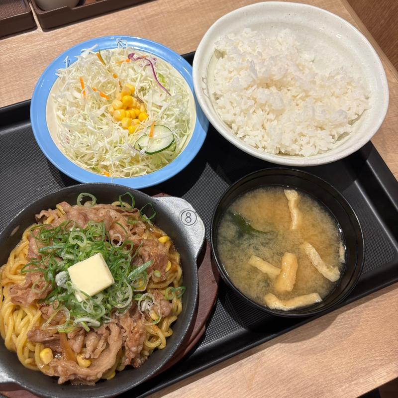 牛肉バターちゃんぽん焼き定食(松屋 中野坂上店)