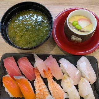 にぎり12貫人気ネタ尽くし・茶碗蒸し・あおさの味噌汁セット