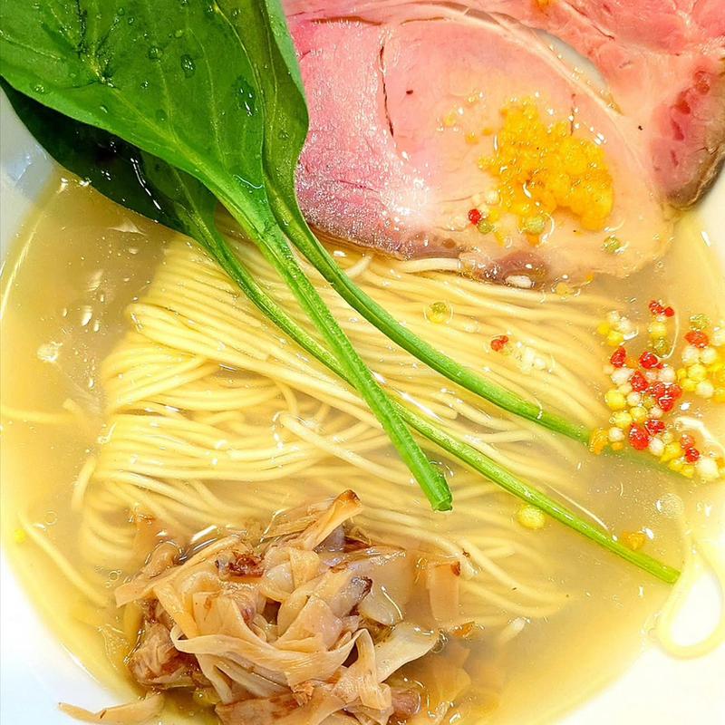 ゆず塩そば レアチャーシュー 湯葉筍 サラダほうれん草(拉麺はま家)