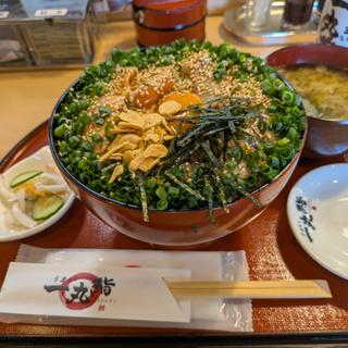 サーモンの炙り紅とろカルビ丼（ぎばさ汁）