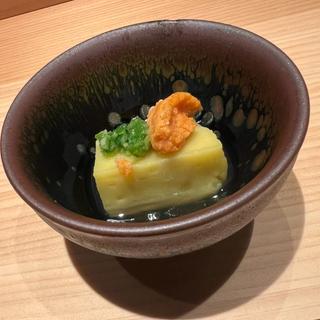 とうもろこし豆腐の雲丹和え
