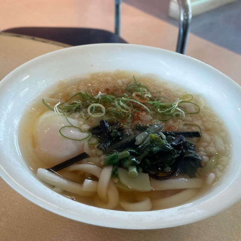 山菜温玉うどん(やぶ金 桜島フェリー店(さつま揚げうどん))