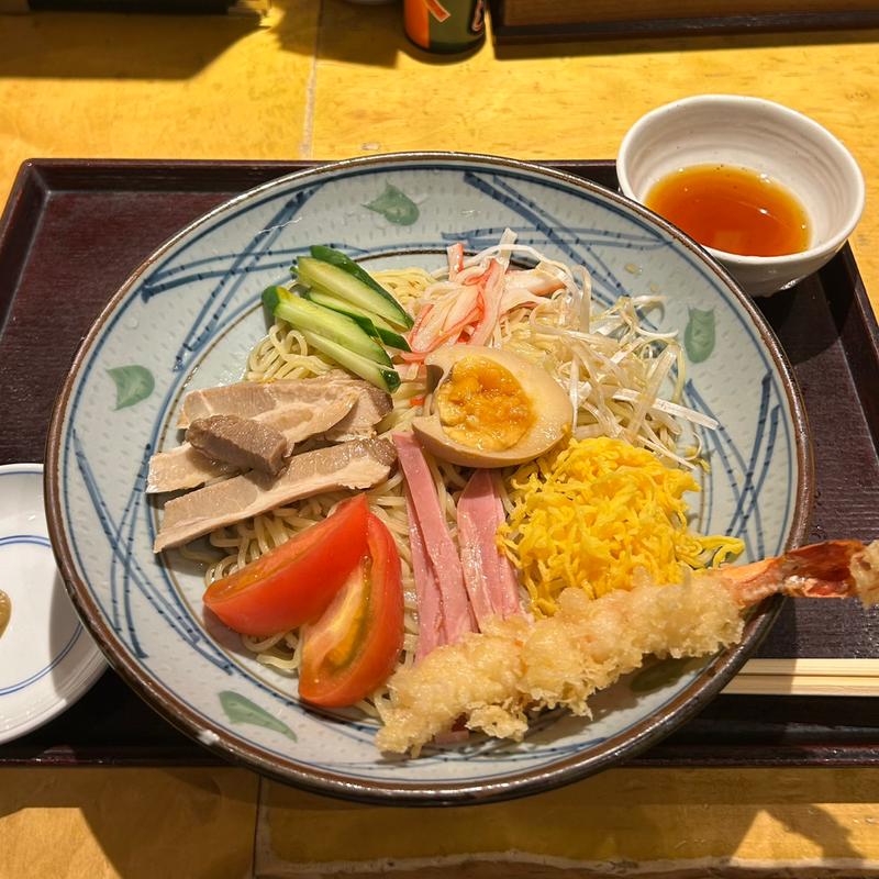 冷やし中華(海老天追加)(吉祥庵 グランデュオ蒲田店)