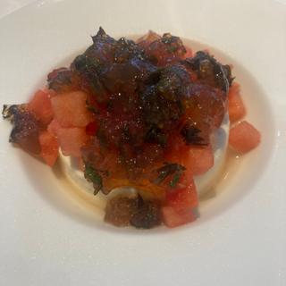 山羊のチーズアイスとミントゼリー