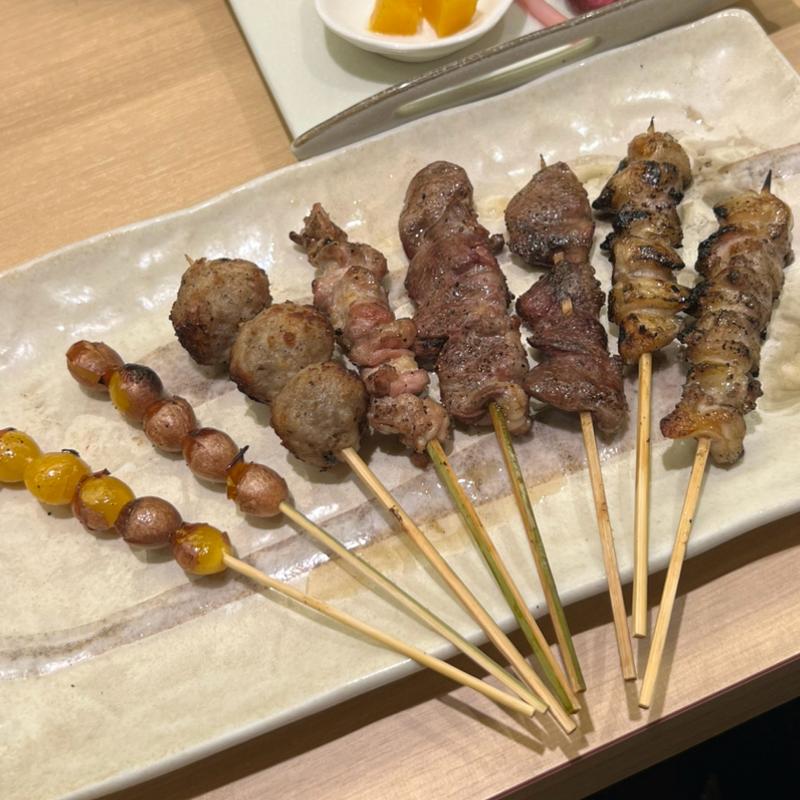 串焼き盛り　銀杏　黒豚つくね　ネック　鳥ハツ　ぼんじり(天文館 吾愛人 本店)
