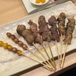 串焼き盛り　銀杏　黒豚つくね　ネック　鳥ハツ　ぼんじり