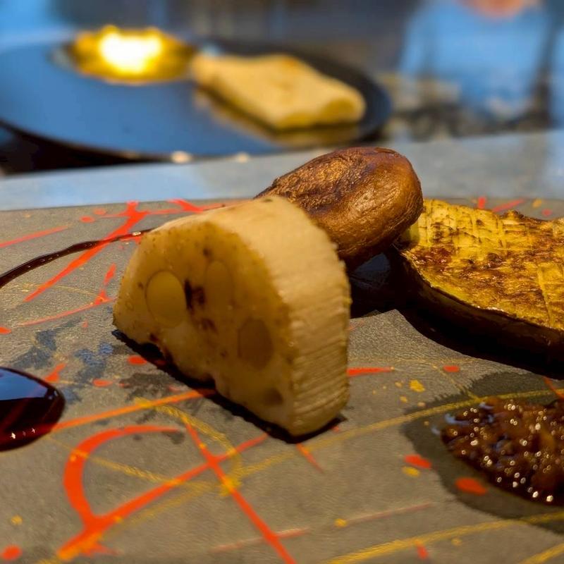 秋焼野菜の鉄板焼（柚葉コース）(芦屋ベイコート)