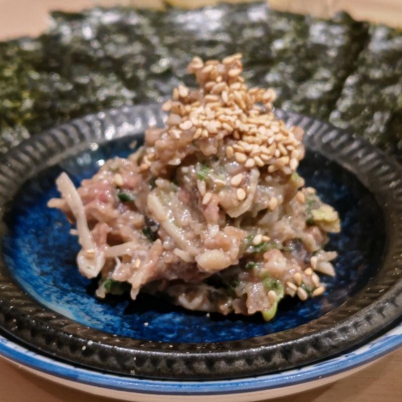 新さんまときのこの秋なめろう(貝 刺身専門店 しらはら )