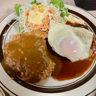 ハンバーグステーキとロースとんかつセット