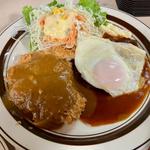 ハンバーグステーキとロースとんかつセット