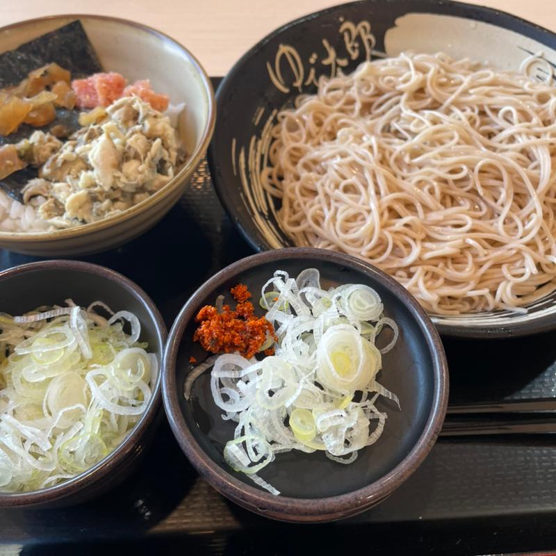 冷そばミニ焼鯖炙りたらこごはんセット(ゆで太郎 もつ次郎 50号佐野越名町店)