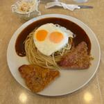 目玉焼きハムカツ(あんかけスパゲッティ)ランチ(ナポリ )