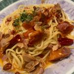 セミドライトマトと唐辛子パスタ