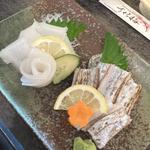 太刀魚の炙り 赤いかの刺し身