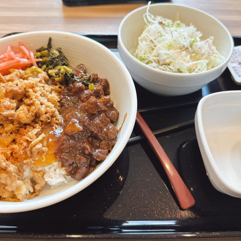 肉だく牛魯肉飯と生野菜サラダ(吉野家 新４号線上三川店 )