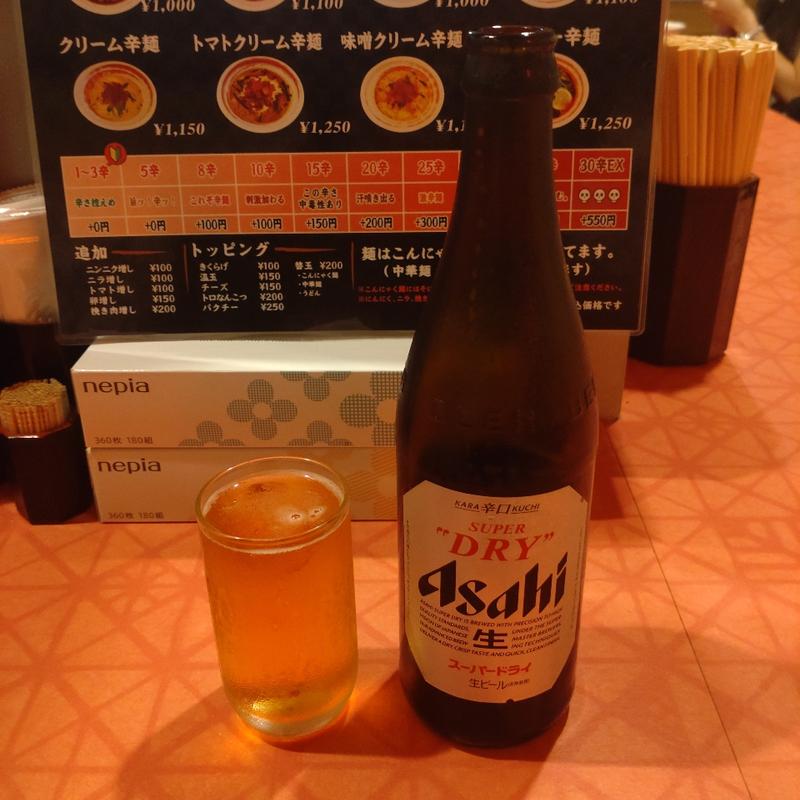 ビール 中瓶(スーパードライ)(宮崎辛麺　みやび)