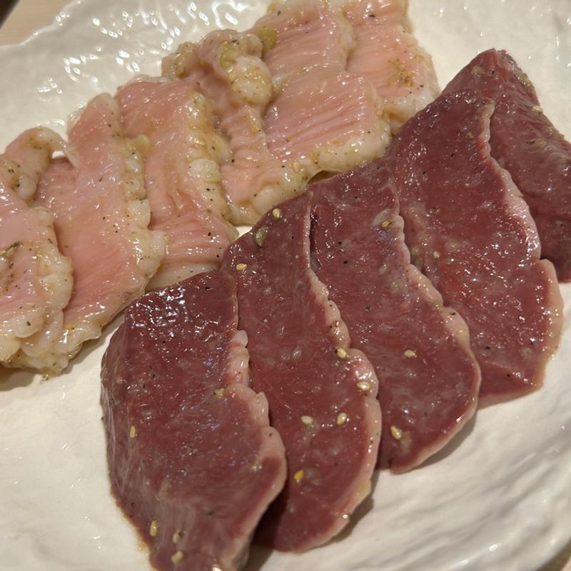 上ミノ薄切り＆ハツ(焼肉木村)