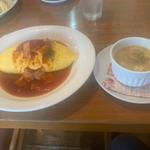 チーズ入りトマトのオムライスS (サラダorコーンスープ、ドリンクセット)