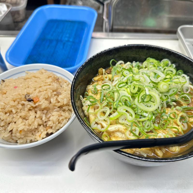 カレーうどん　ネギ　きざみ　かやくごはん(うどん そば 天政(てんまさ))