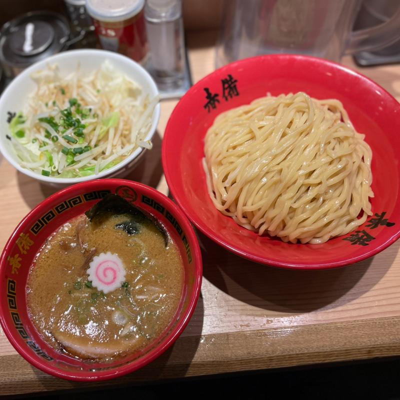 豚鶏つけ麺、野菜(玉・赤備（あかぞなえ）)