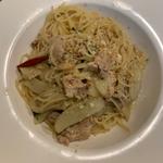 鶏もも肉と秋ナスのペペロンチーノ