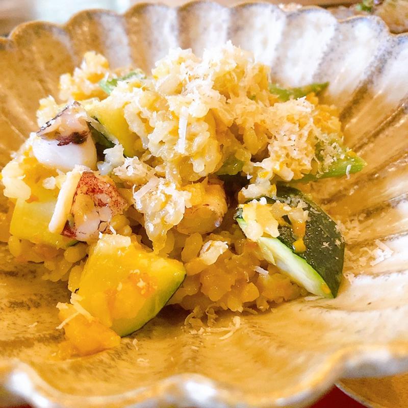 魚介類と野菜のパルメザンリゾット（お魚メインのランチ）(日日)