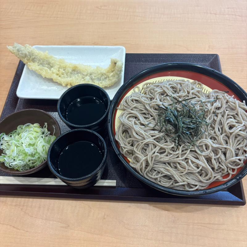 ざる蕎麦特盛とあなご天(十割そば 二代目長助岡崎美合店)