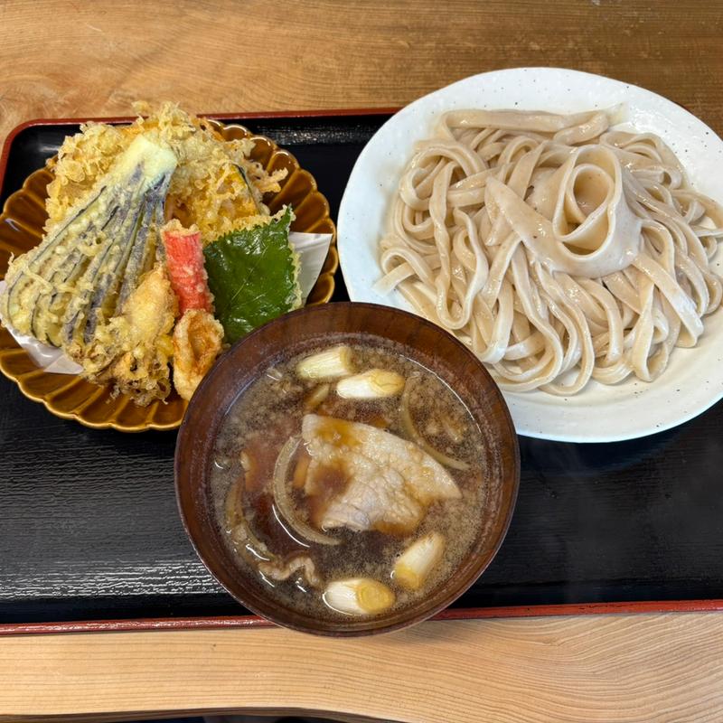 肉汁うどん＋野菜天ぷら(手打うどん　ひら田)