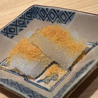 アオリイカ刺身　自家製カラスミ和え
