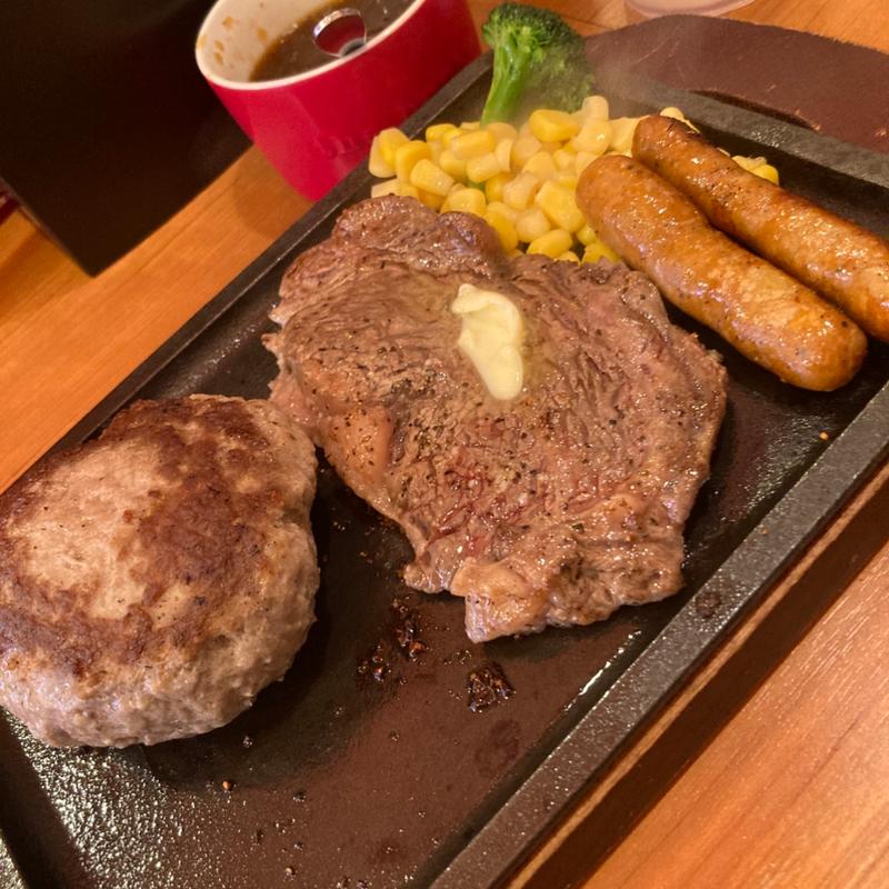 コンボ　キングステーキ＋ハンバーグ＋チョリソー(STEAK HOUSE BRASE 所沢店)