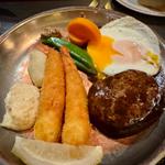 源ちゃんオリジナル洋食ランチ自家製手ごねハンバーグぷりっぷりの海老フライ