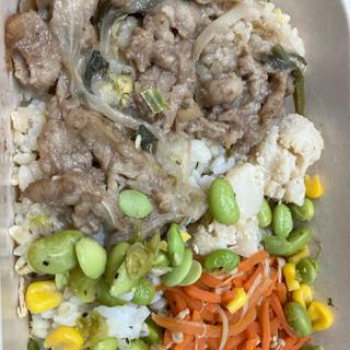 あえて、牛肉オイスター炒め、さつまいもと牛のまぜごはん