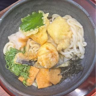 鶏天と玉子天の ぶっかけうどん
